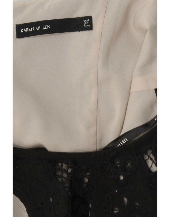 KAREN MILLEN Abito aderente senza maniche da donna UK 12 Poliestere nero medio
