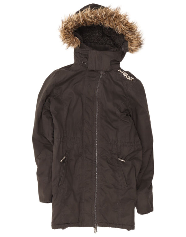 Giacca Parka Sherpa da donna con cappuccio Superdry UK 12 poliestere nero medio