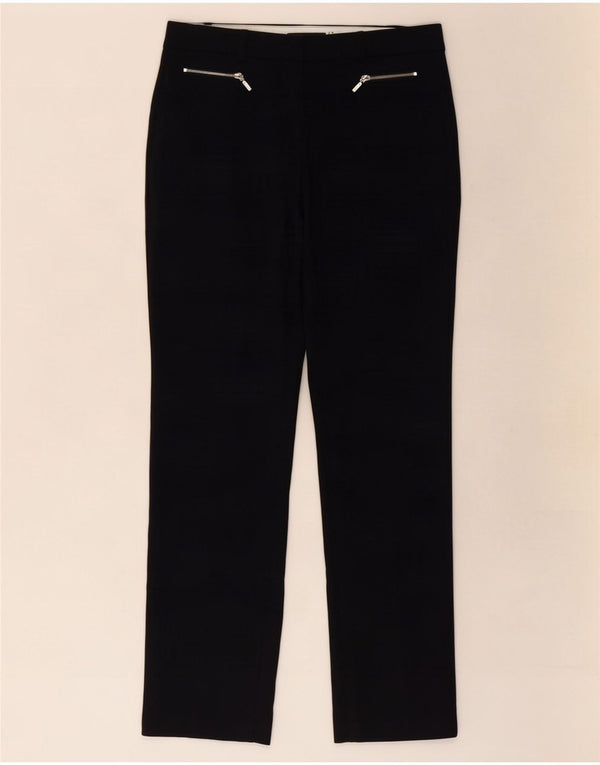 Marks & Spencer Womens Straight Casual Trousers UK 12 Medium W30 L30 Black