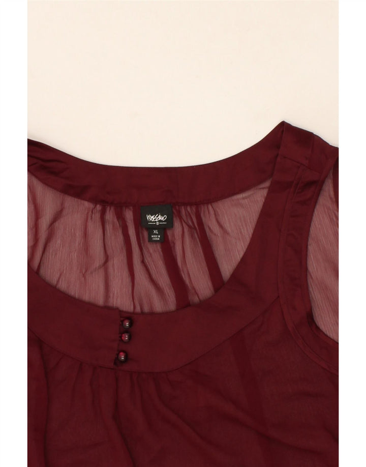 MOSSIMO Womens See Through Sleeveless Blouse Top UK 18 XL Burgundy Vintage Mossimo and Second-Hand Mossimo from Messina Hembry 