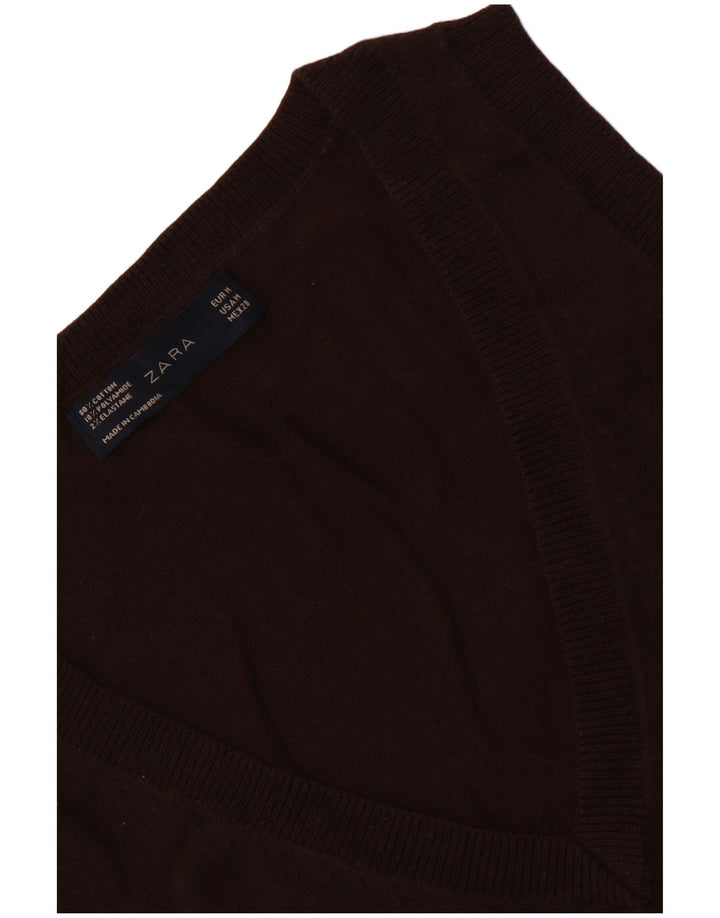Canottiera da donna Zara UK 12 in cotone marrone medio