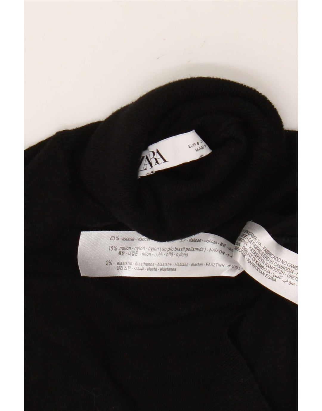 Maglione maglione a collo alto da donna Zara UK 10 piccolo in viscosa nera
