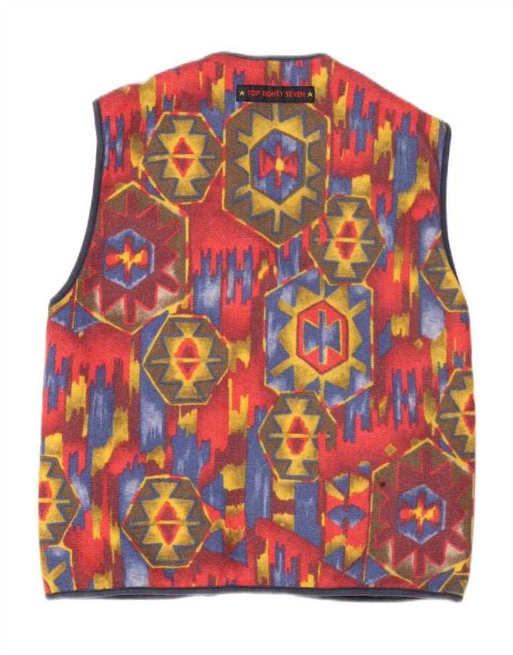 Gilet reversibile da uomo vintage UK 38 rosso medio geometrico