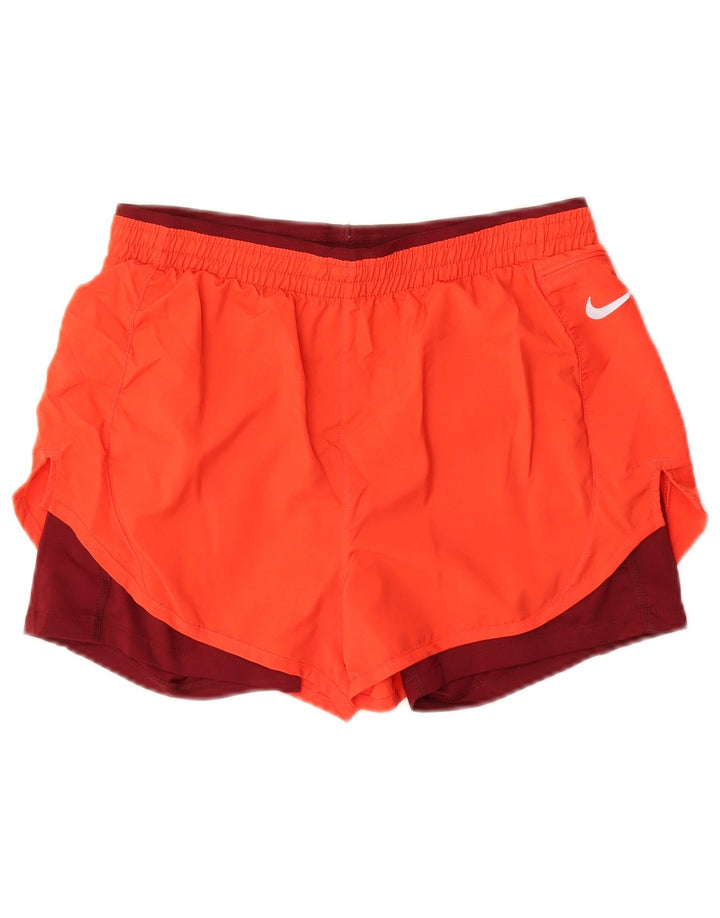 Pantaloncini sportivi Nike da donna Dri Fit UK 12 poliestere color block arancione medio