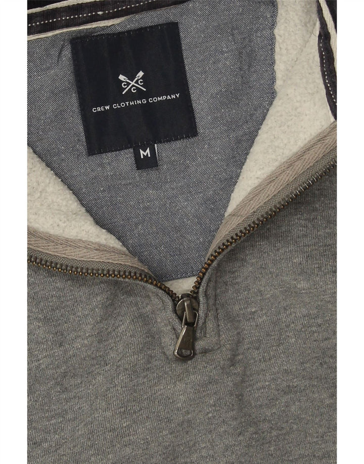 Crew Clothing Felpa con collo con zip da uomo Maglione in cotone grigio medio
