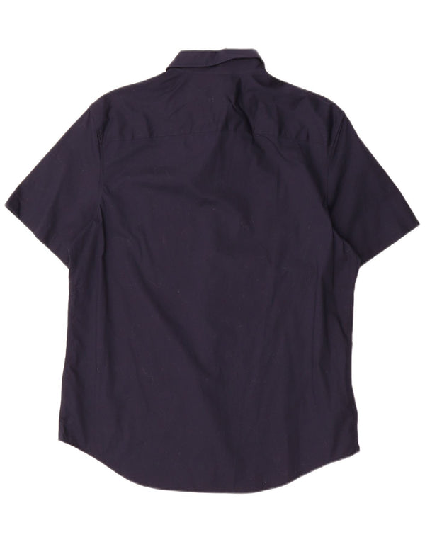 Camicia slim fit a maniche corte da uomo Calvin Klein in cotone blu navy medio