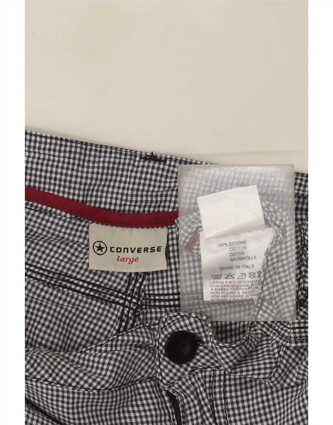 Converse Pantaloncini casual da donna grandi W34 in cotone a quadretti blu navy