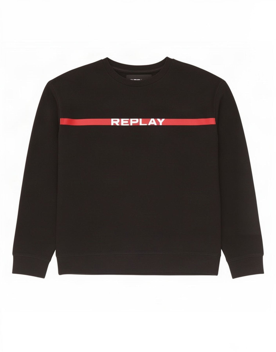 Replay Felpa grafica da uomo Maglione grande in cotone color block nero