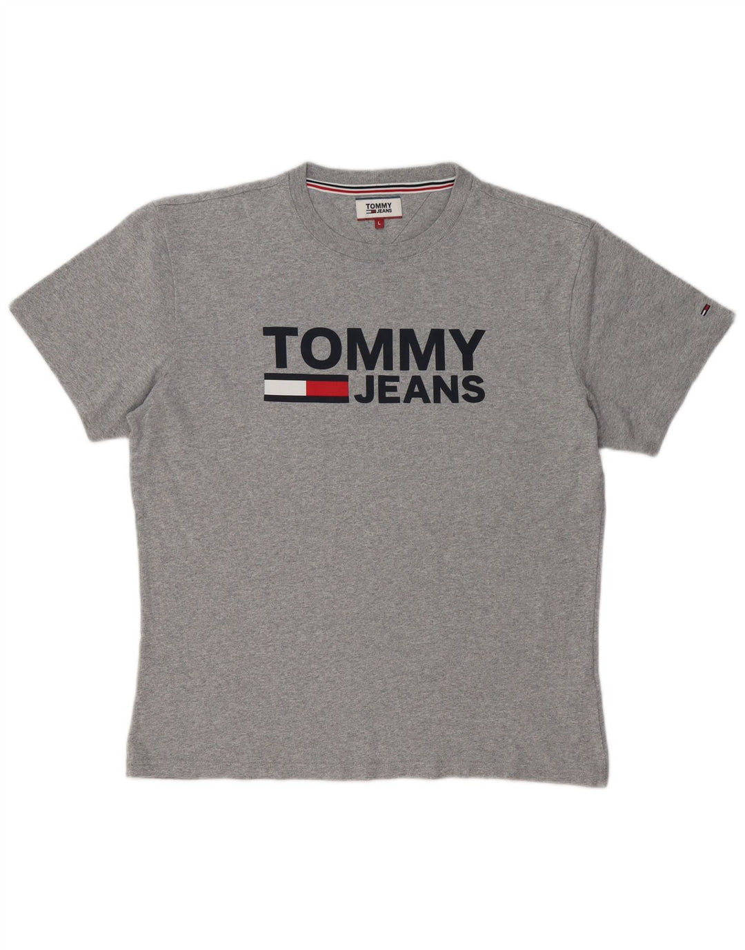 TOMMY HILFIGER T-shirt grafica da uomo Top grande in cotone grigio