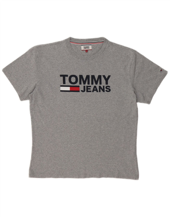 TOMMY HILFIGER T-shirt grafica da uomo Top grande in cotone grigio