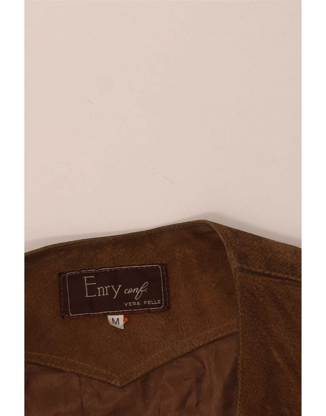 Gilet multiuso in pelle scamosciata vintage da uomo UK 38 in pelle marrone medio