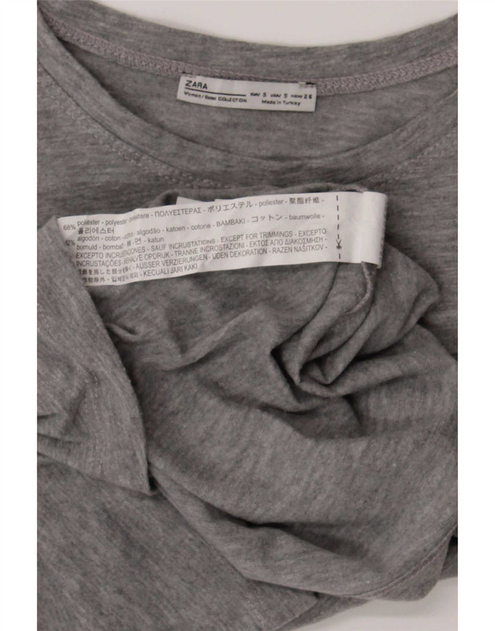 T-shirt grafica da donna Zara Top UK 10 piccola in poliestere chiazzato grigio