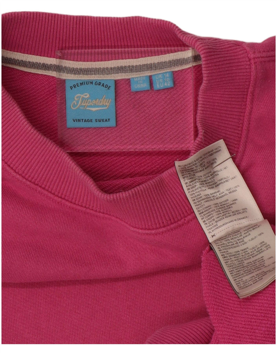 Felpa oversize da donna SUPERDRY UK 14 grande cotone rosa