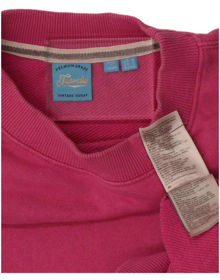 Felpa oversize da donna SUPERDRY UK 14 grande cotone rosa