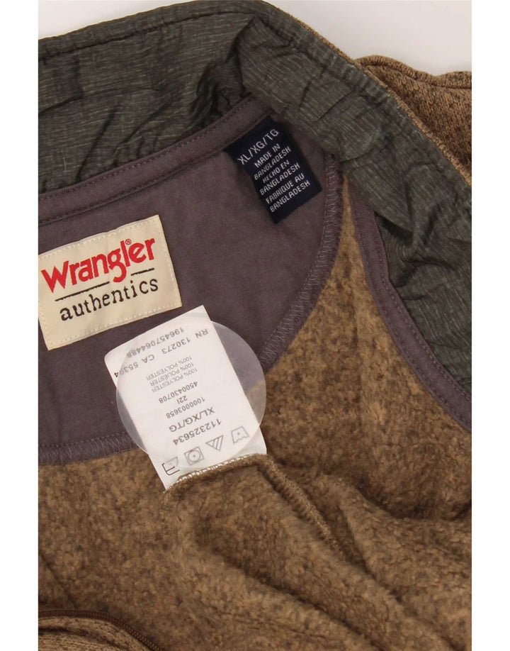 Felpa Wrangler da uomo con zip e collo, maglione XL, poliestere screziato marrone