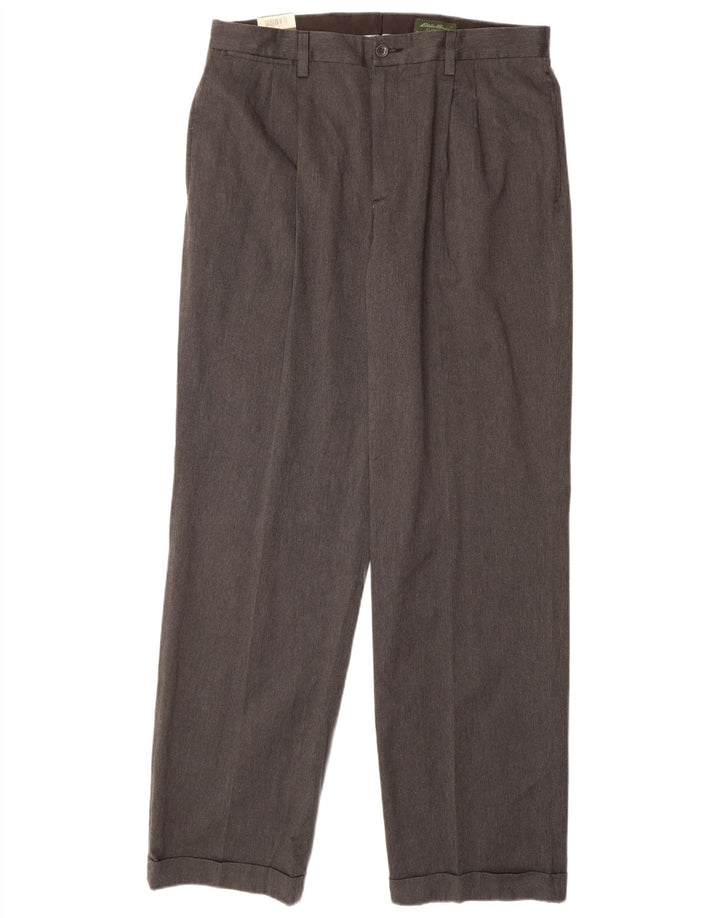 EDDIE BAUER Pantaloni chino con pegged vestibilità classica da uomo W36 L36 cotone grigio