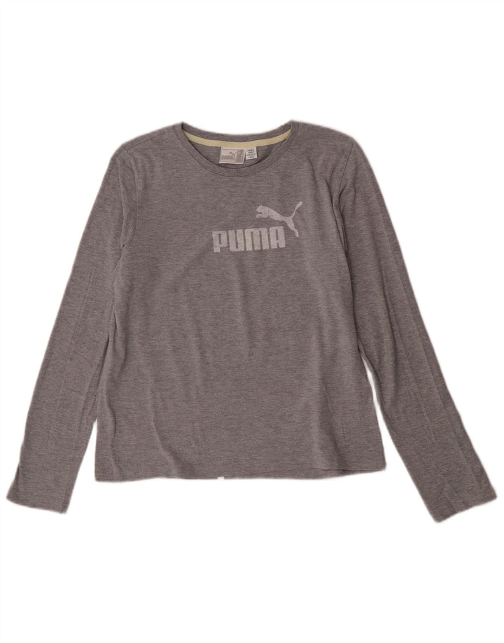 Puma Maglietta grafica da donna a maniche lunghe UK 14 Large Grigia