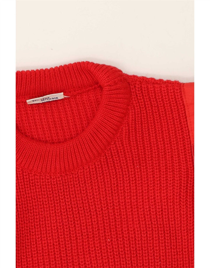 Maglione vintage da uomo girocollo in lana rossa media