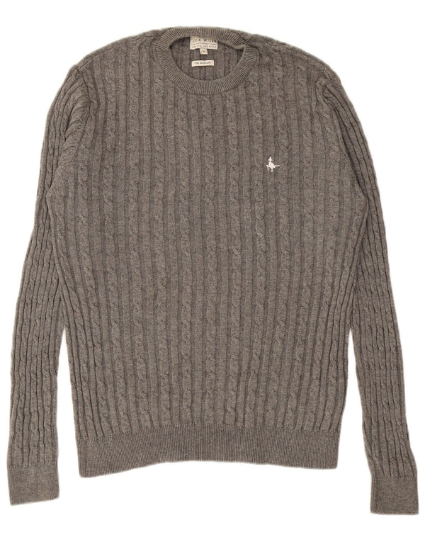 JACK WILLS Maglione maglione girocollo da uomo The Marlow Grigio medio