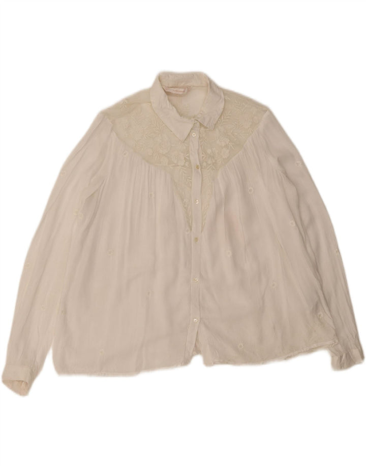 Camicetta Zara Trafaluc da donna UK 14 Poliestere floreale bianco medio