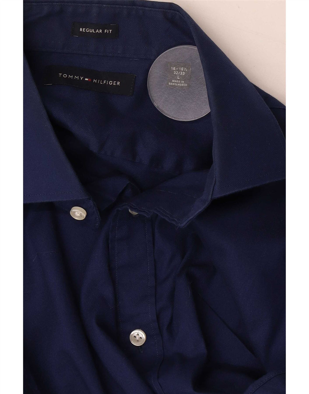 Camicia da uomo vestibilità regolare Tommy Hilfiger taglia 16 1/2 grande cotone blu