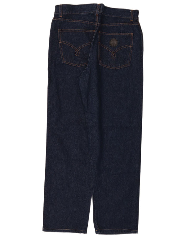 Jeans dritti vestibilità ampia da donna Moschino W33 L29 cotone blu navy