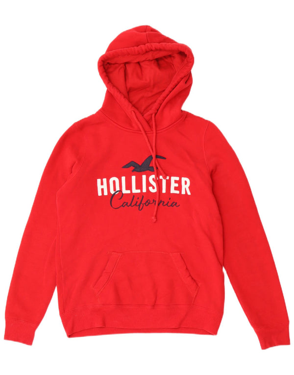 Felpa con cappuccio grafica Hollister da uomo piccola in cotone rosso