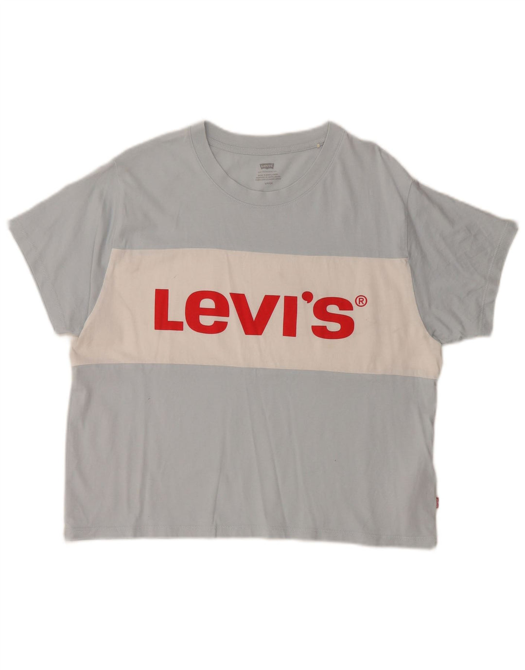 LEVI'S T-shirt grafica oversize da donna Top UK 10 Small Blu Colourblock