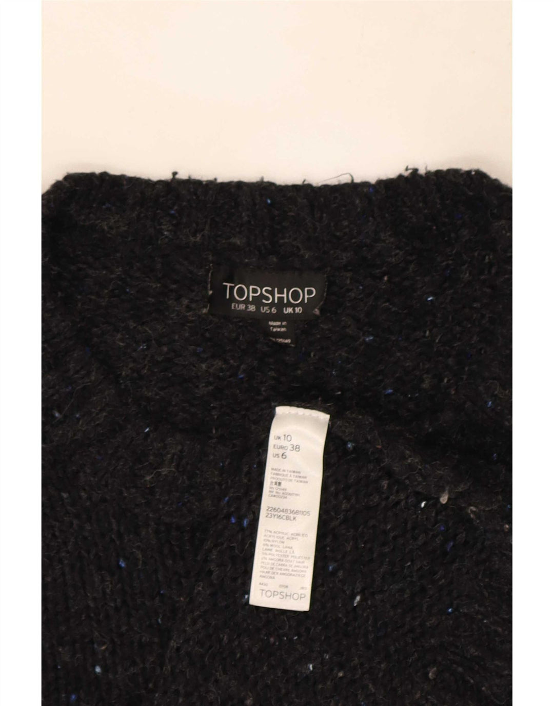 Maglione maglione girocollo oversize da donna Topshop UK 10 piccolo grigio chiazzato