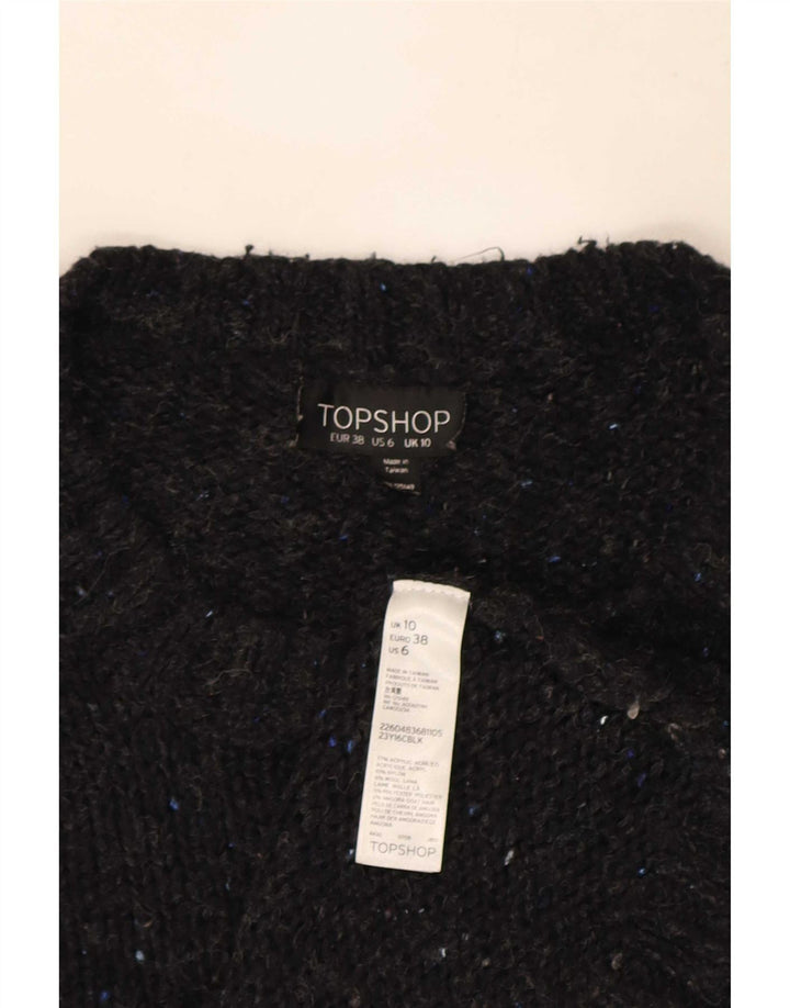 Maglione maglione girocollo oversize da donna Topshop UK 10 piccolo grigio chiazzato