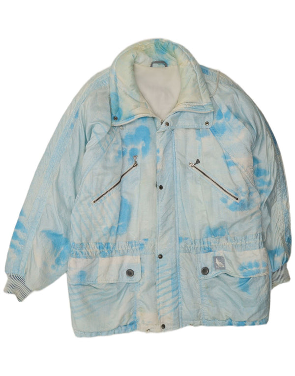 Giacca a vento vintage da uomo UK 42 XL blu tie dye poliammide retrò