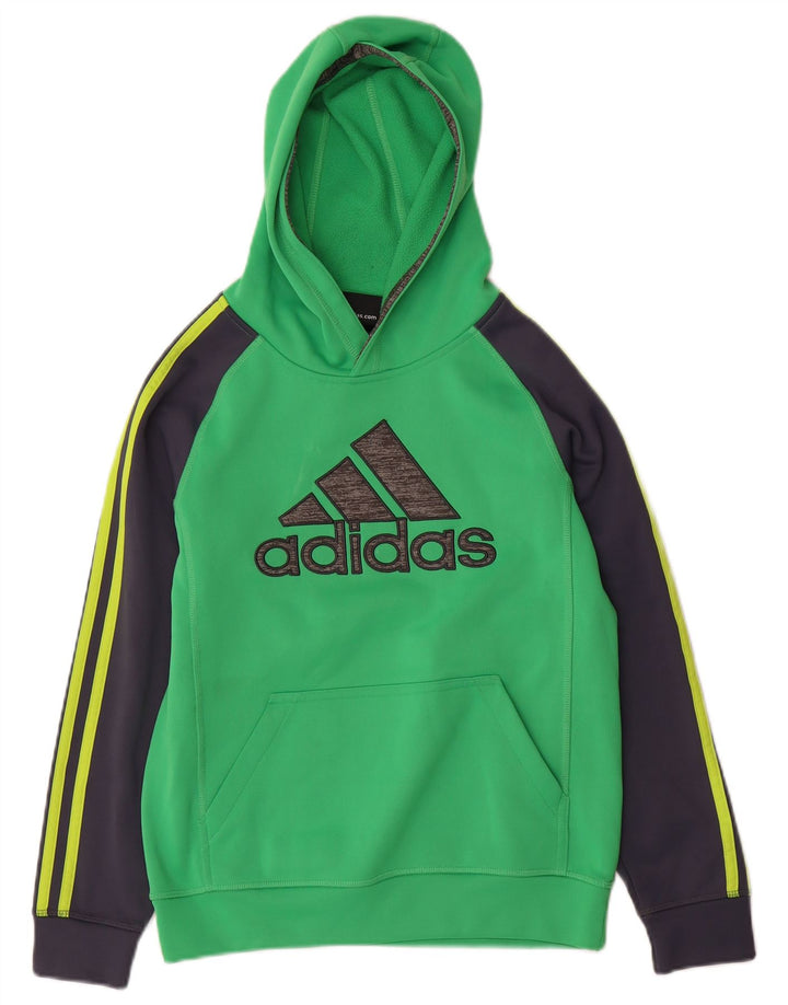 Felpa con cappuccio ADIDAS da bambino Climawarm 10-11 anni Colorblock verde medio