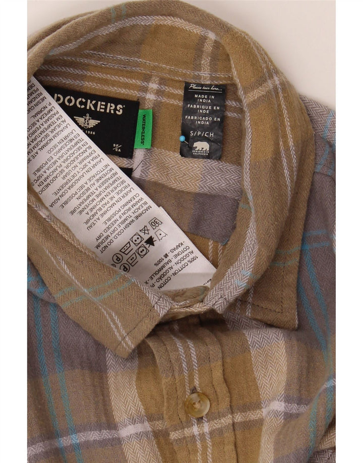 DOCKERS Mens Flannel Shirt Small Brown Check Cotton Vintage Dockers and Second-Hand Dockers from Messina Hembry 