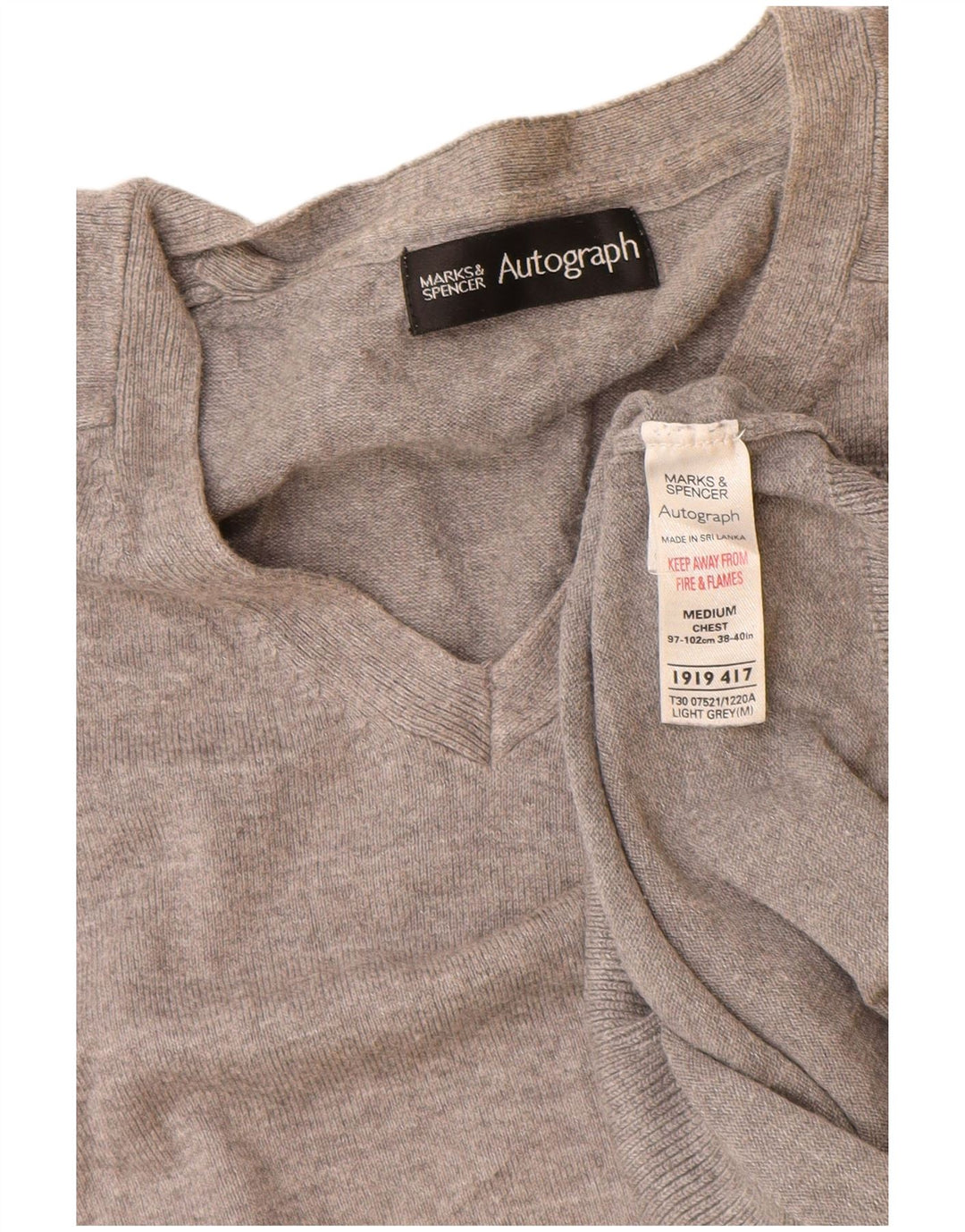 Maglione con scollo a V autografo da donna Marks & Spencer UK 14 Grigio medio