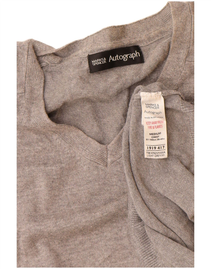 Maglione con scollo a V autografo da donna Marks & Spencer UK 14 Grigio medio
