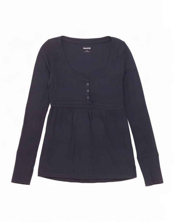 Top Hollister da donna a maniche lunghe UK 8 Small in cotone blu navy
