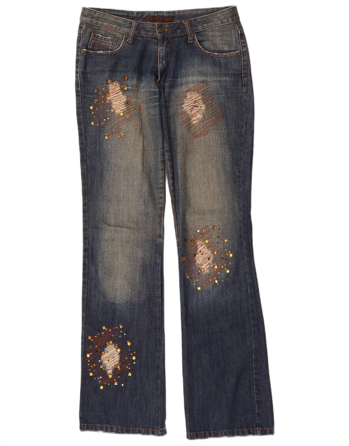 Jeans bootcut invecchiati da donna Elisa Landri IT 44 medio W30 L35 blu