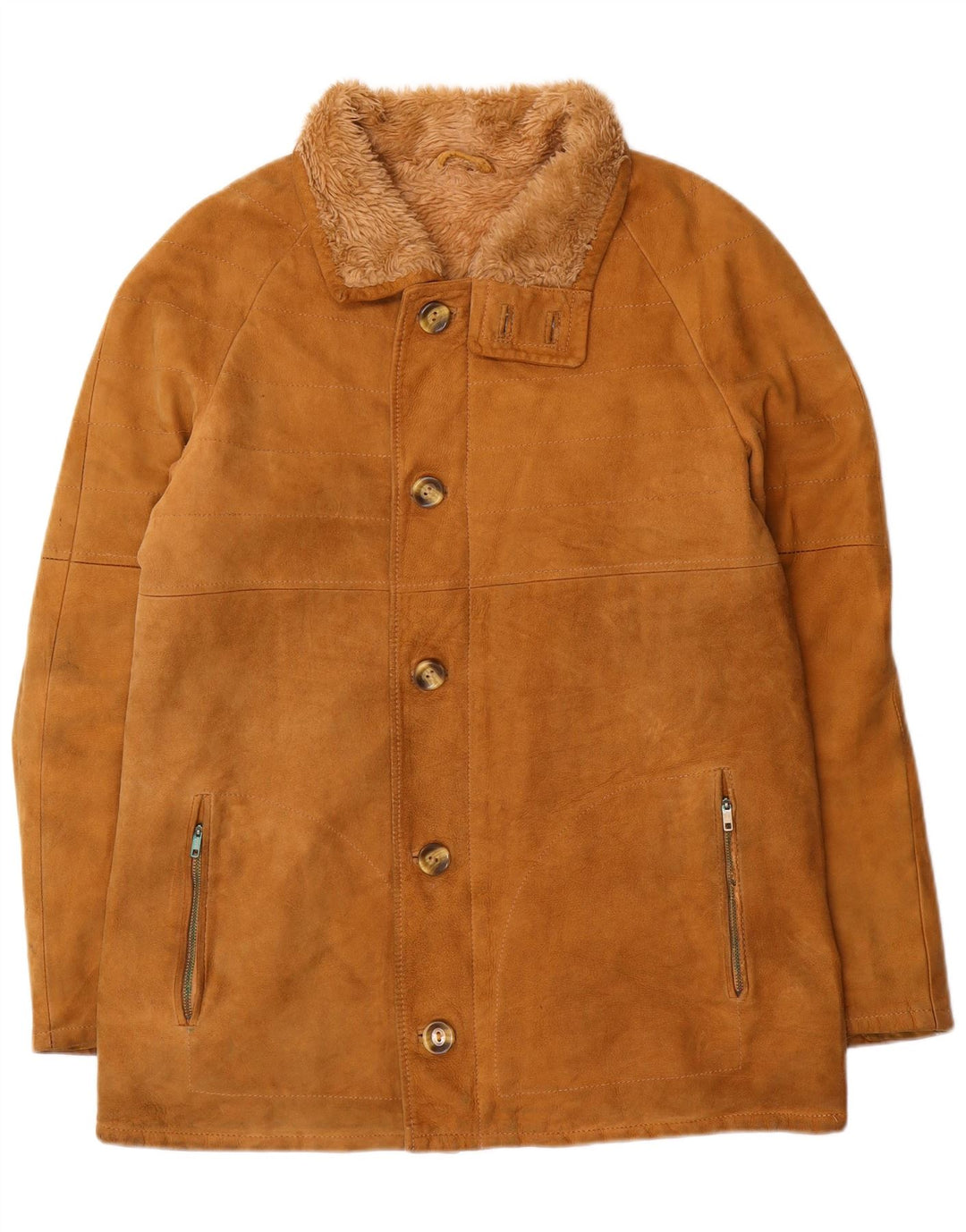 Giubbotto shearling vintage da uomo IT 52 XL in pelle marrone