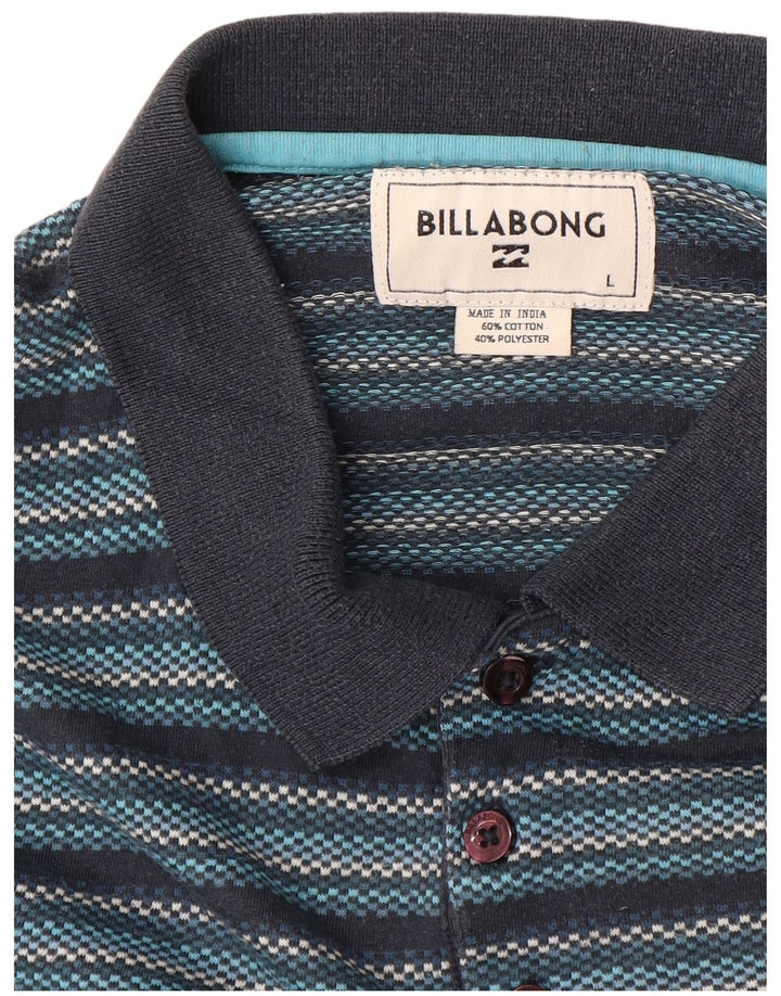 Polo da uomo Billabong grande in cotone a righe blu navy