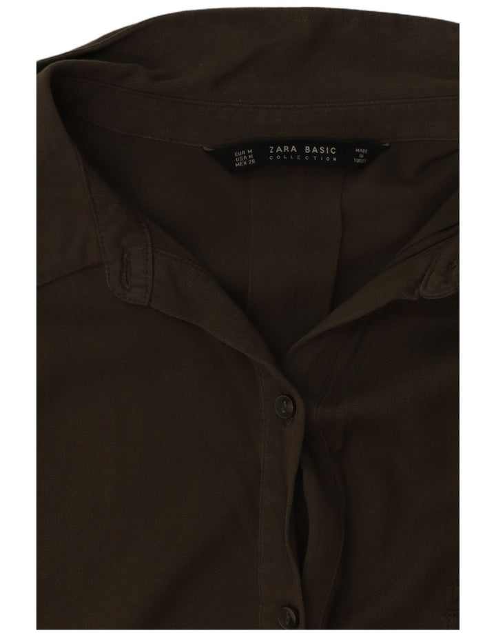 Abito chemisier oversize a maniche corte da donna Zara UK 14 medio cachi