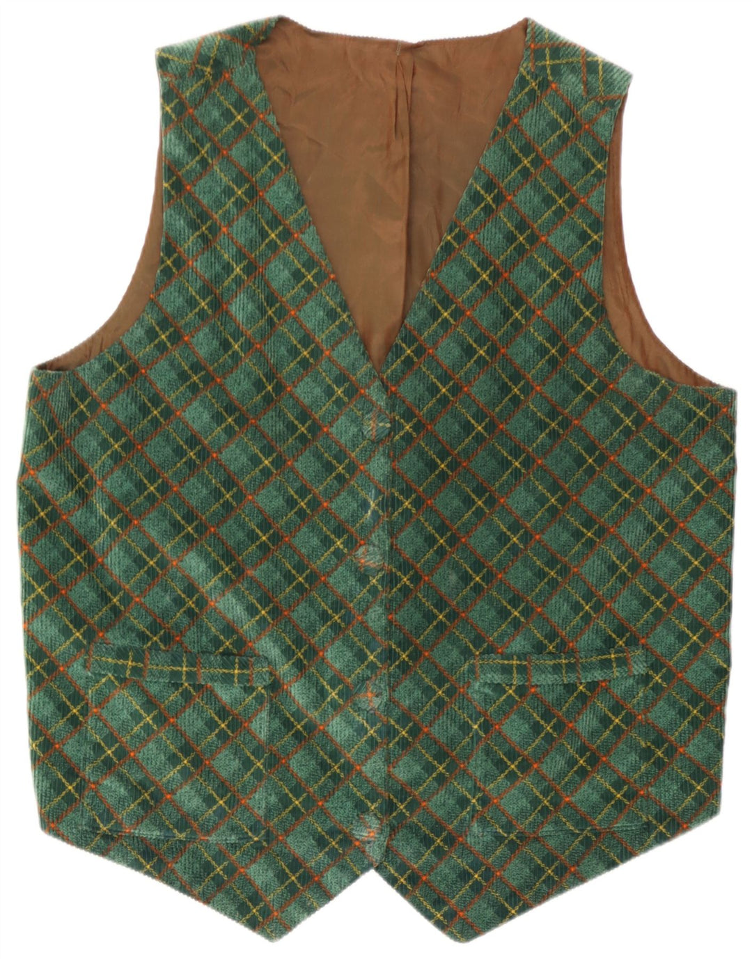 Gilet da donna vintage UK 16 grande motivo a quadri verdi