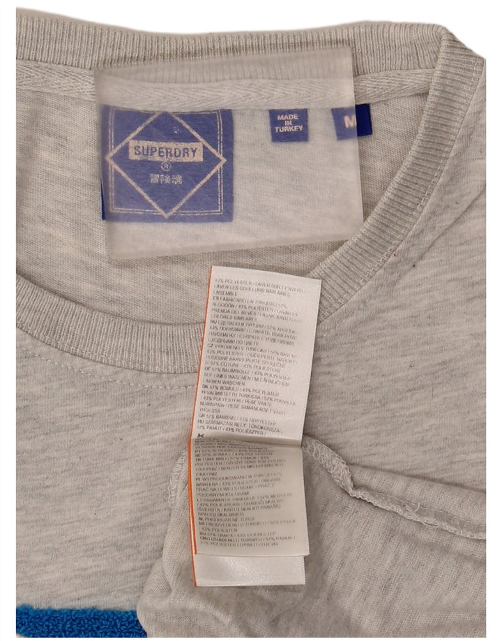 T-shirt grafica da uomo Superdry Top in cotone chiazzato grigio medio