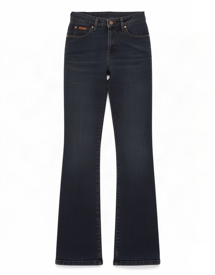 Jeans bootcut regolari da donna Wrangler W28 L32 cotone blu navy