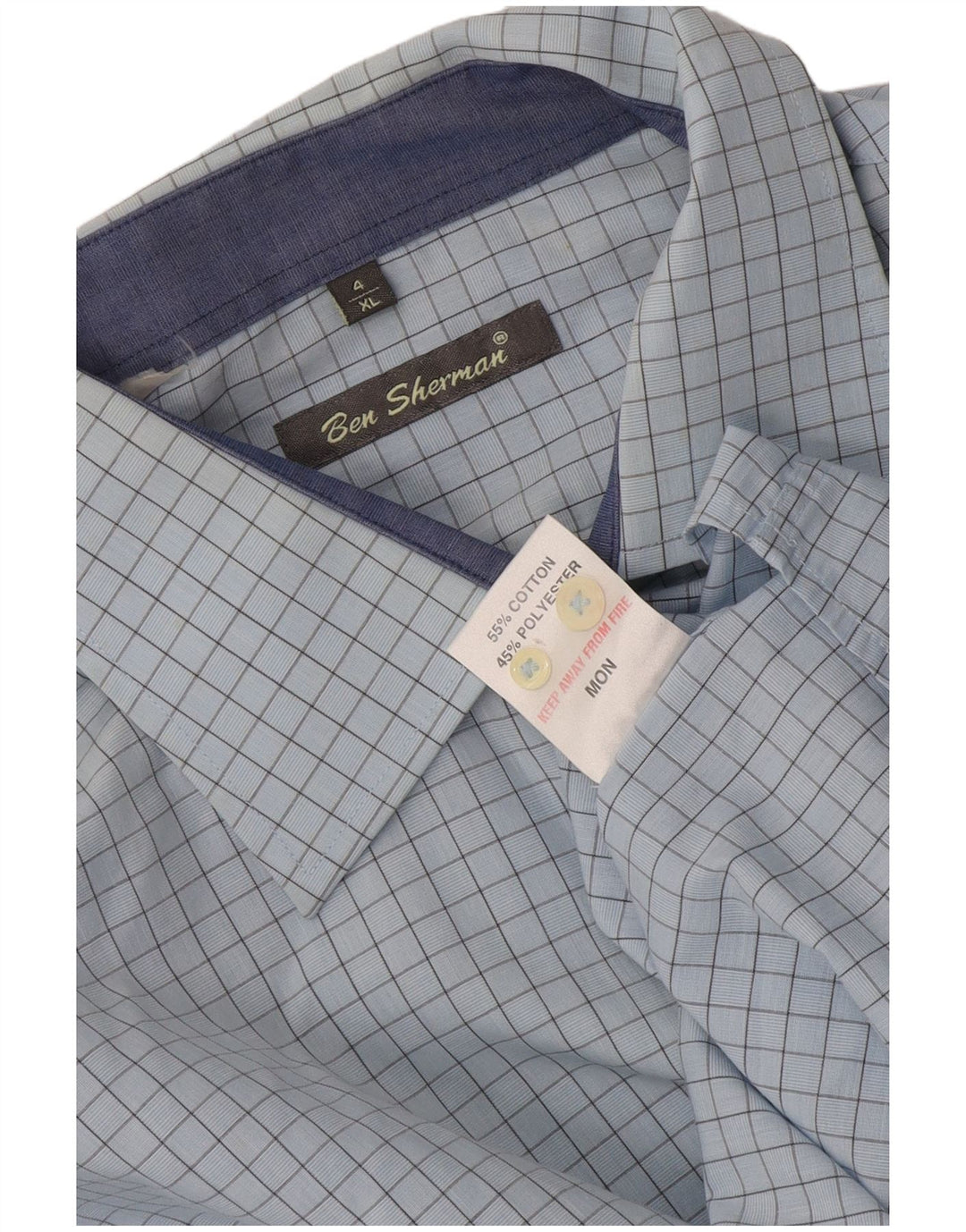 Camicia formale da uomo Ben Sherman XL in cotone a quadri blu