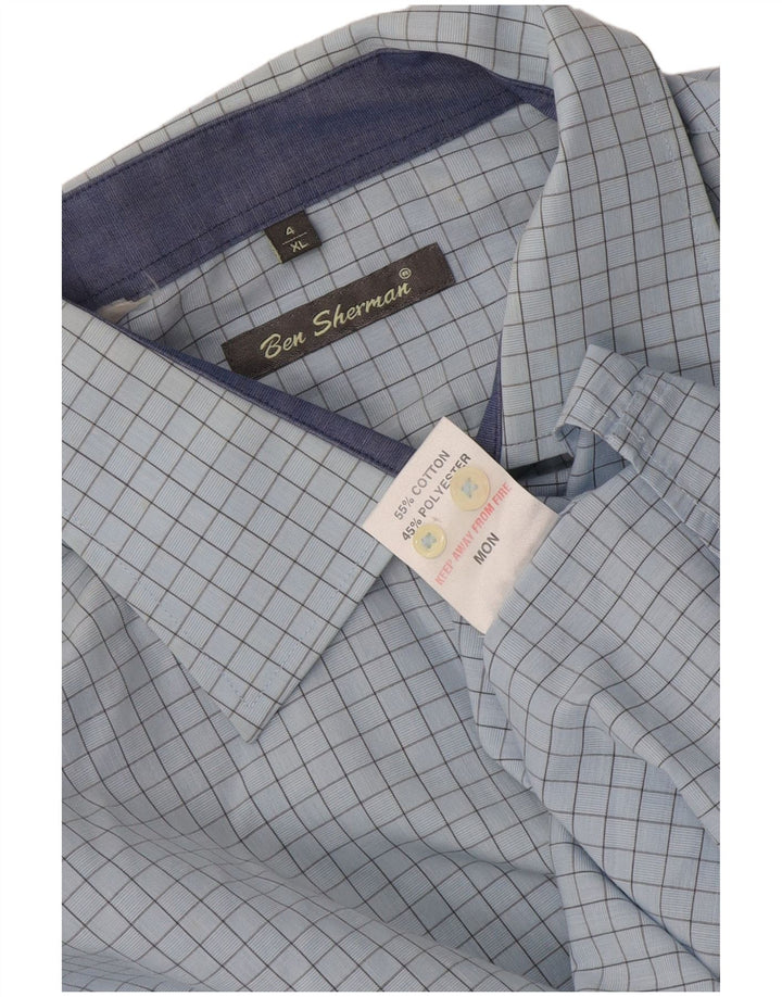 Camicia formale da uomo Ben Sherman XL in cotone a quadri blu
