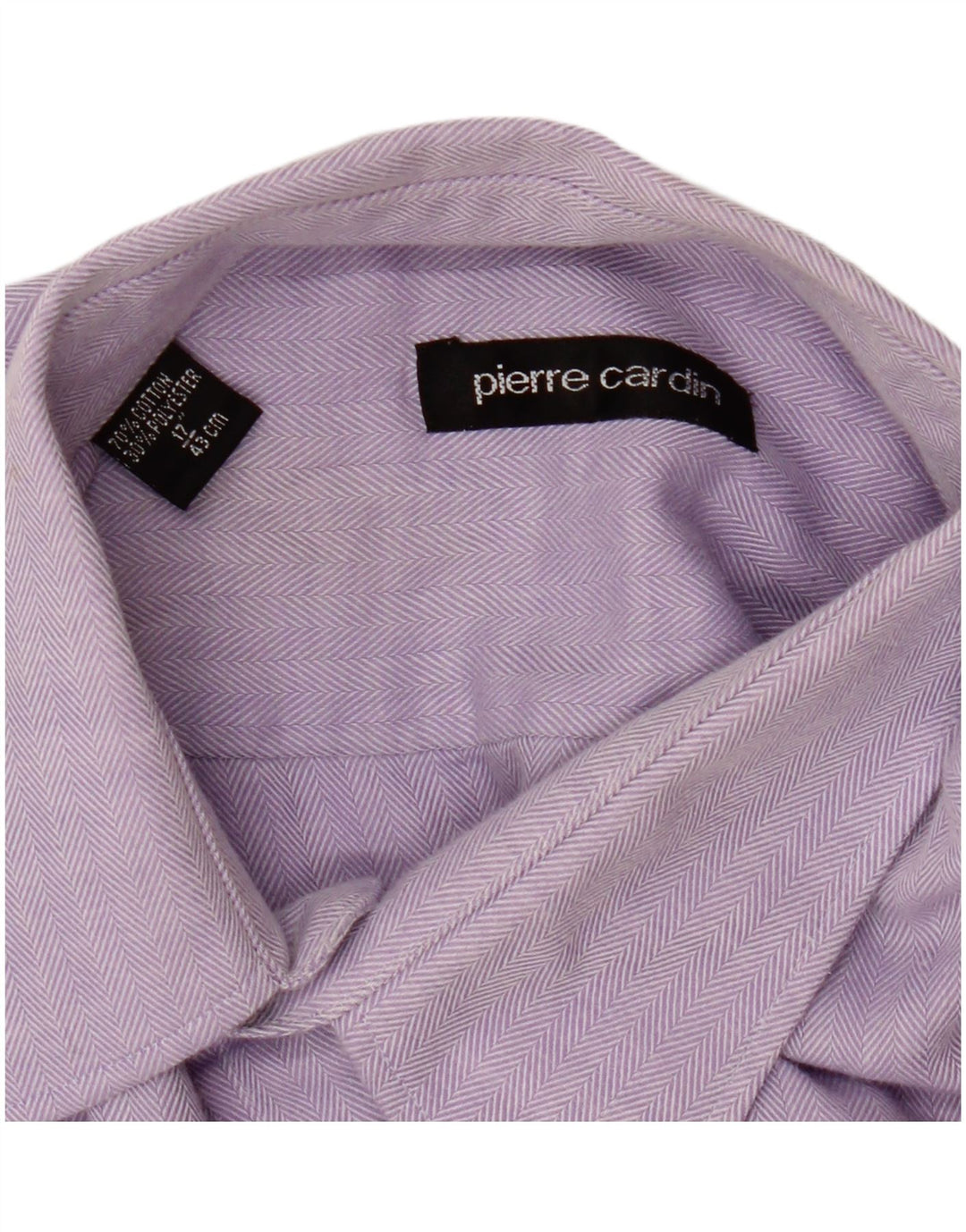 Camicia da uomo Pierre Cardin taglia 17 1/2 43 XL Cotone a spina di pesce viola