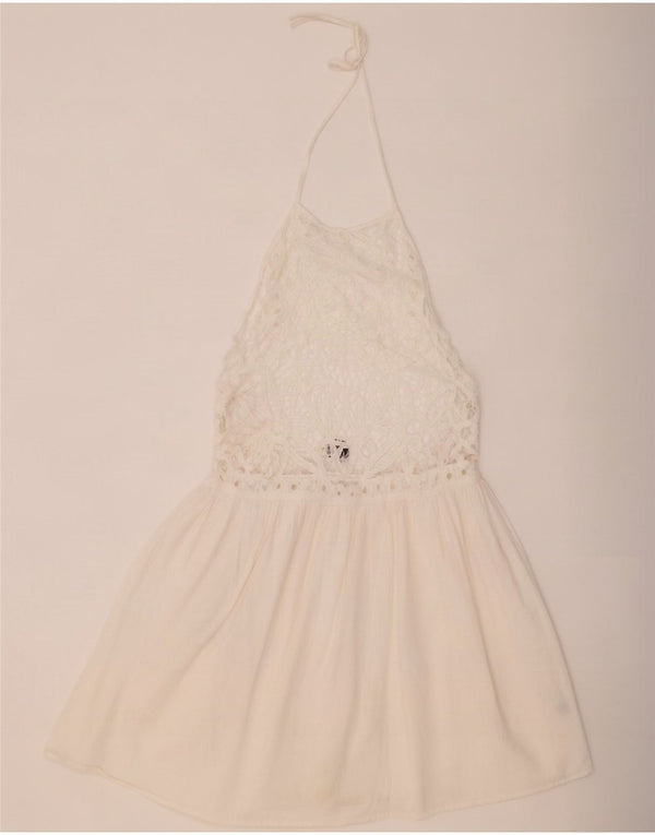 Topshop Abito da donna alla caviglia UK 12 Cotone bianco medio