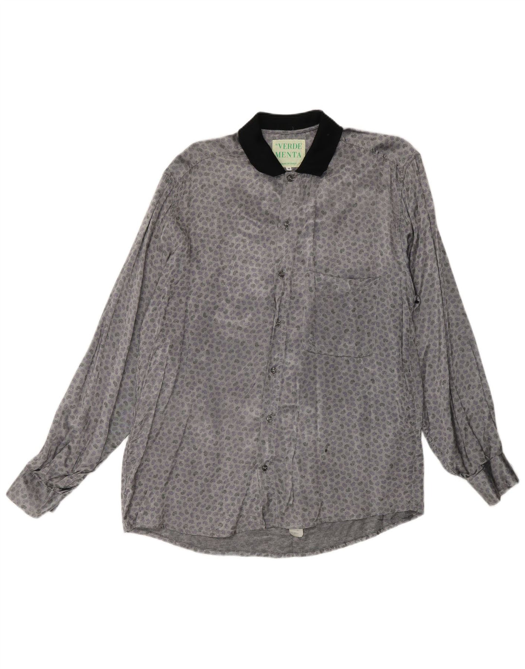 Camicia vintage da uomo in acetato Paisley grigio medio