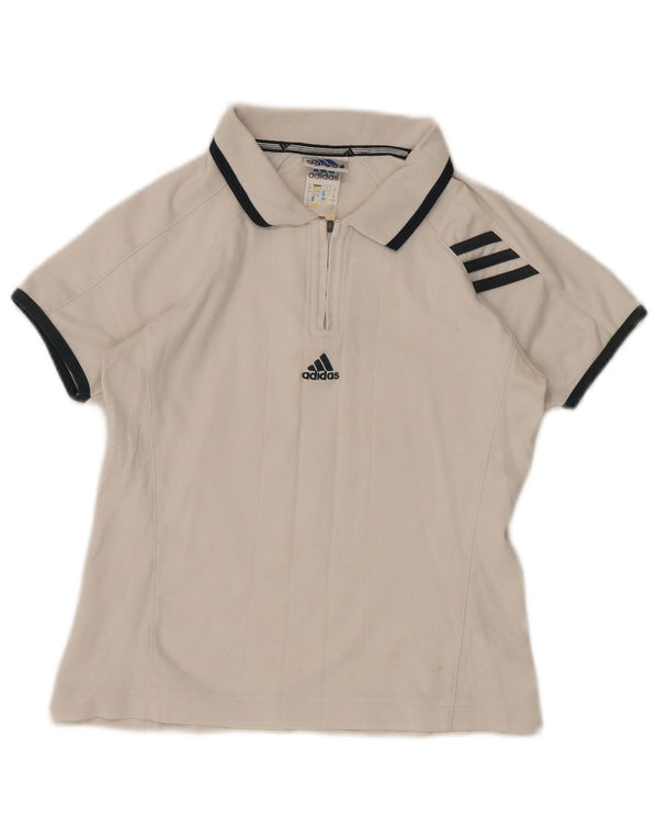 Polo ADIDAS da donna UK 8 piccola in cotone bianco