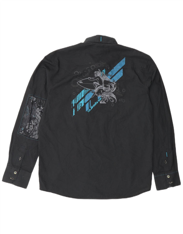 Camicia grafica da uomo Quiksilver piccola in poliestere nero